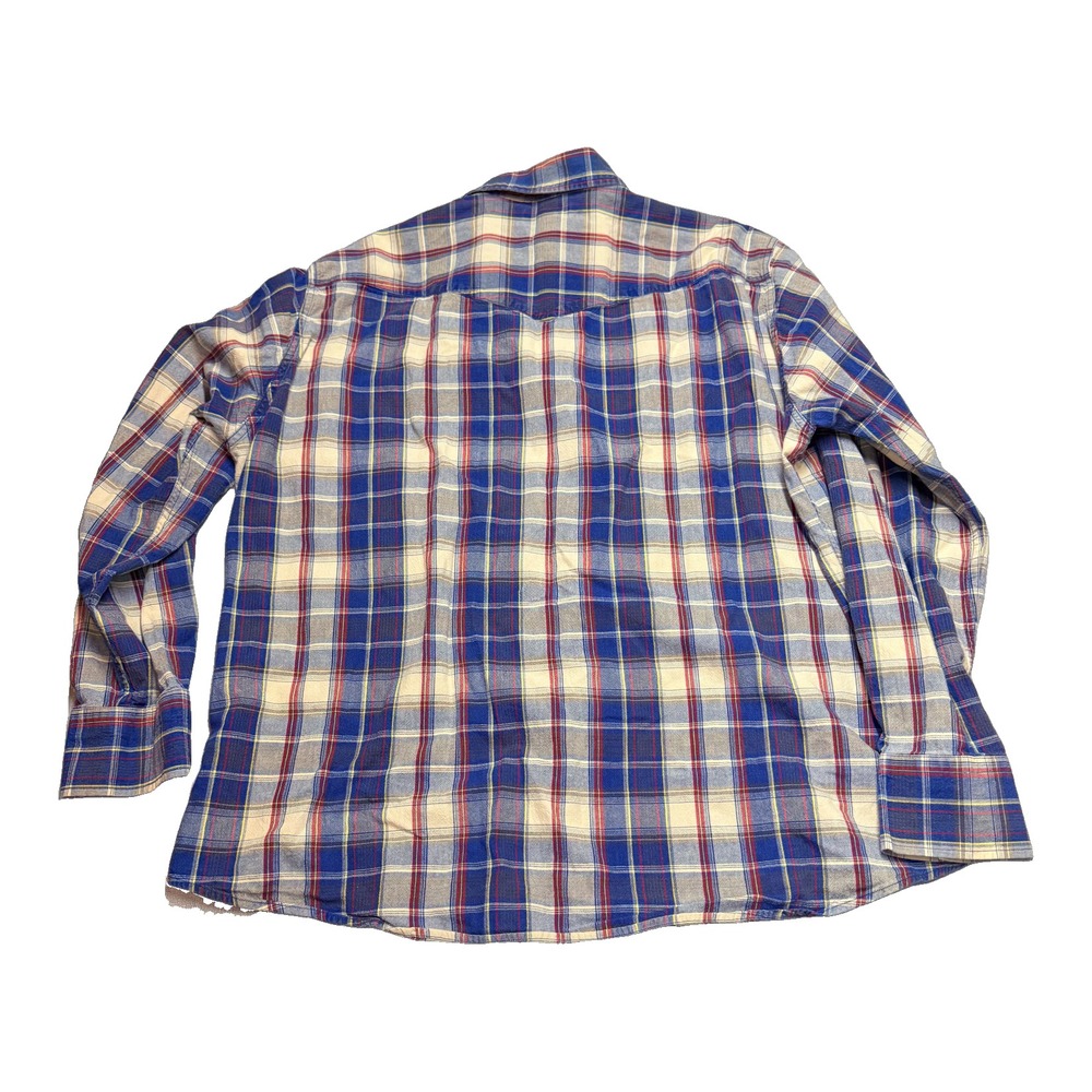 Lands End Mens XXL Plaid Western Snap Shirt Pearl Snaps - Picture 4 of 8